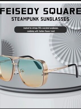 Gold Framed Gradient Lens Sunglasses - Blue to Amber Lenses